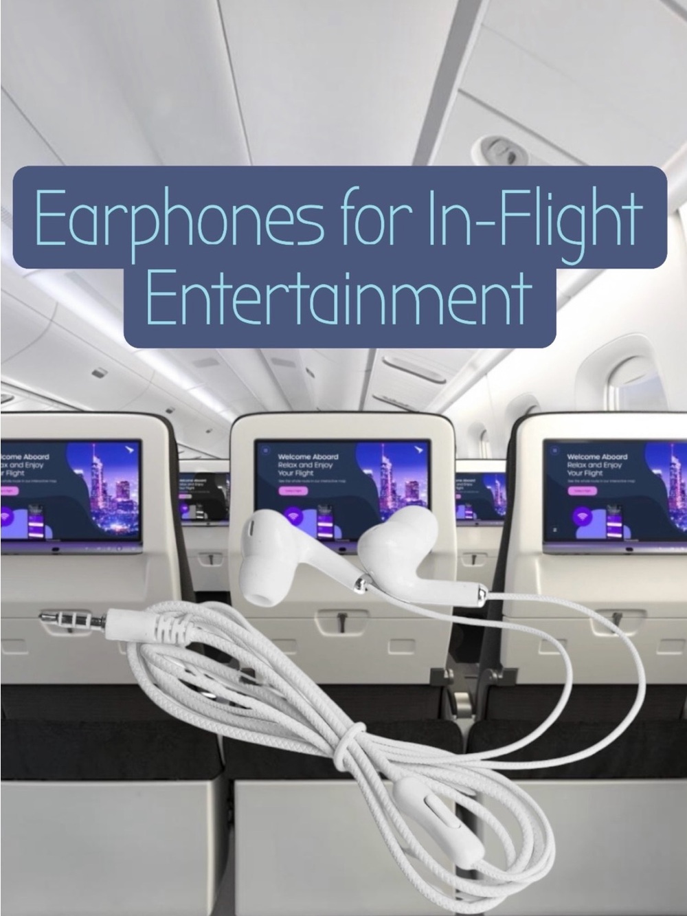 $3 Add-on | White Travel Earbuds - Compatible In-Flight and Portable Audio